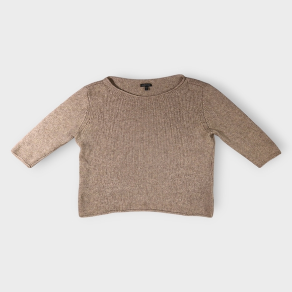 Eileen Fisher Tops - Eileen Fisher Women’s Sweater Boat Neck Yak Wool Blend Beige Size M Crop Style